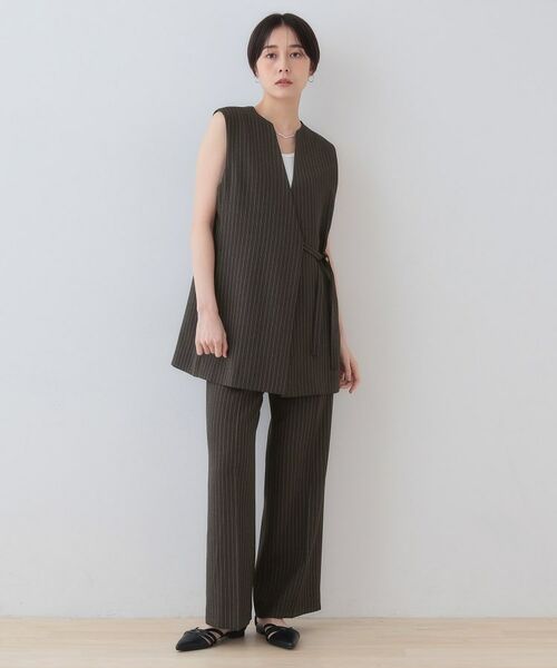 INDIVI / インディヴィ ベスト | 【こなれSETUP/ストライプ柄】リネンライクジレジャケット | 詳細23