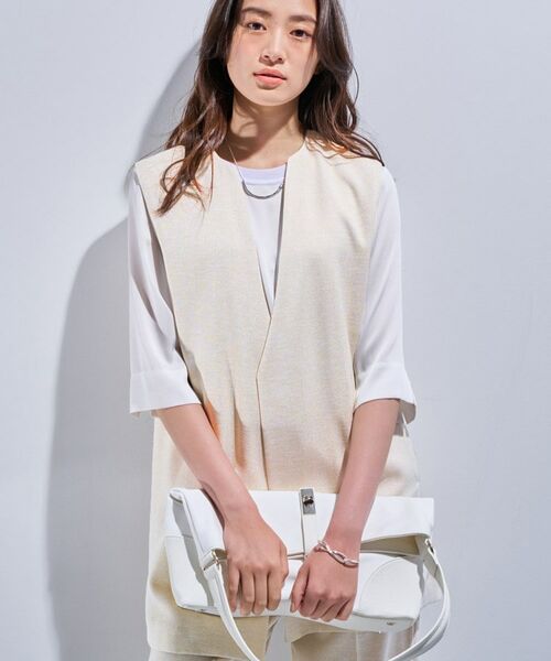 INDIVI / インディヴィ ベスト | 【こなれSETUP/ストライプ柄】リネンライクジレジャケット | 詳細3