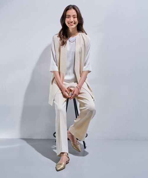 INDIVI / インディヴィ ベスト | 【こなれSETUP/ストライプ柄】リネンライクジレジャケット | 詳細4