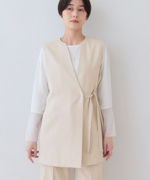 INDIVI / インディヴィ ベスト | 【こなれSETUP/ストライプ柄】リネンライクジレジャケット | 詳細5