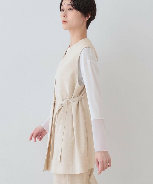 INDIVI / インディヴィ ベスト | 【こなれSETUP/ストライプ柄】リネンライクジレジャケット | 詳細6