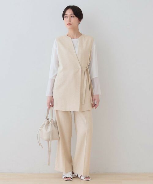 INDIVI / インディヴィ ベスト | 【こなれSETUP/ストライプ柄】リネンライクジレジャケット | 詳細8