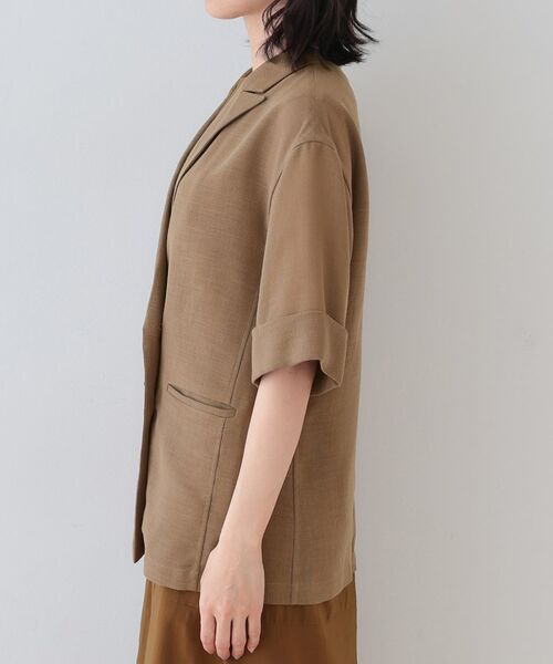 INDIVI / インディヴィ テーラードジャケット | 【洗える/メッシュ素材】リネンライク半袖ダブルジャケット | 詳細11