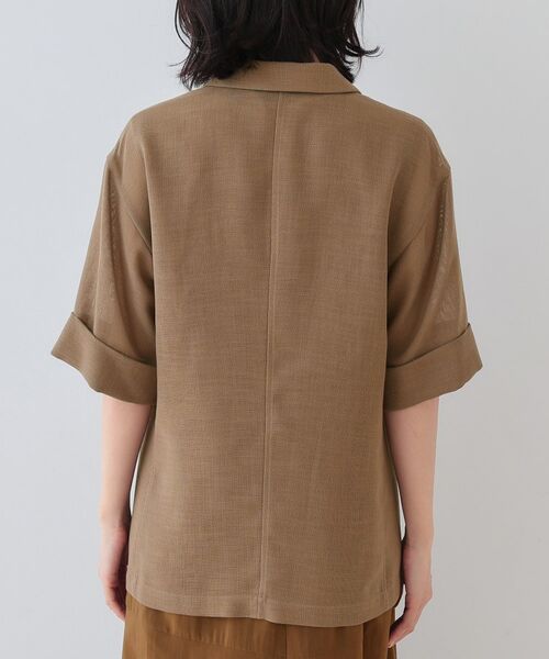 INDIVI / インディヴィ テーラードジャケット | 【洗える/メッシュ素材】リネンライク半袖ダブルジャケット | 詳細12