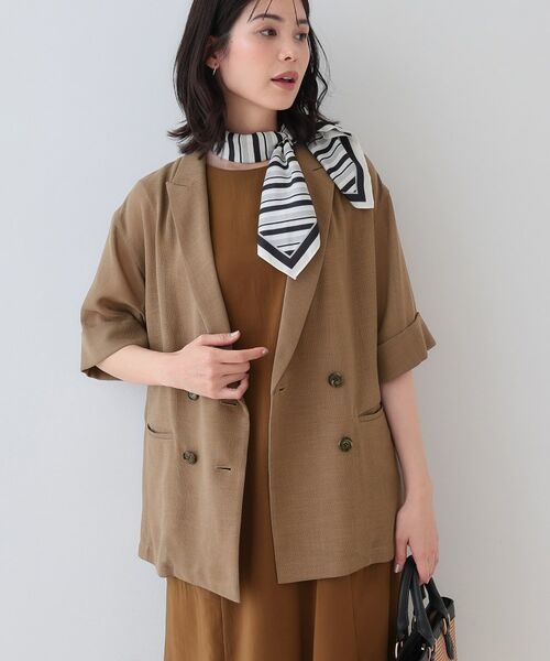 INDIVI / インディヴィ テーラードジャケット | 【洗える/メッシュ素材】リネンライク半袖ダブルジャケット | 詳細18