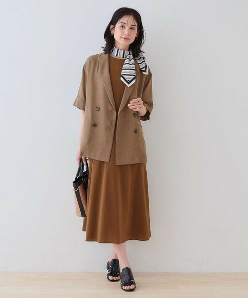 INDIVI / インディヴィ テーラードジャケット | 【洗える/メッシュ素材】リネンライク半袖ダブルジャケット | 詳細8