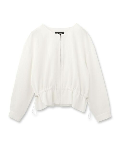 INDIVI / インディヴィ レザーブルゾン・ジャケット | 【洗える／凹凸素材】ドロストデザインショート丈ブルゾン | 詳細1