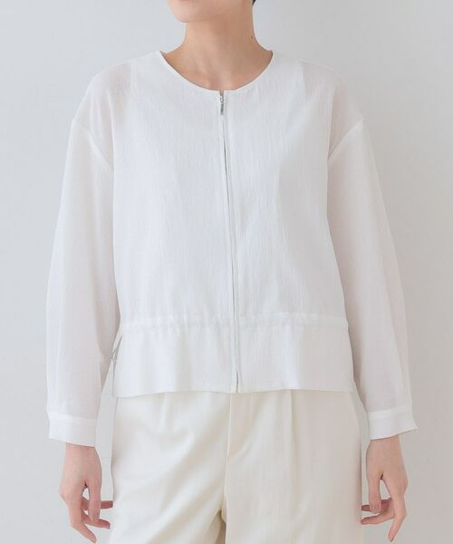 INDIVI / インディヴィ レザーブルゾン・ジャケット | 【洗える／凹凸素材】ドロストデザインショート丈ブルゾン | 詳細10