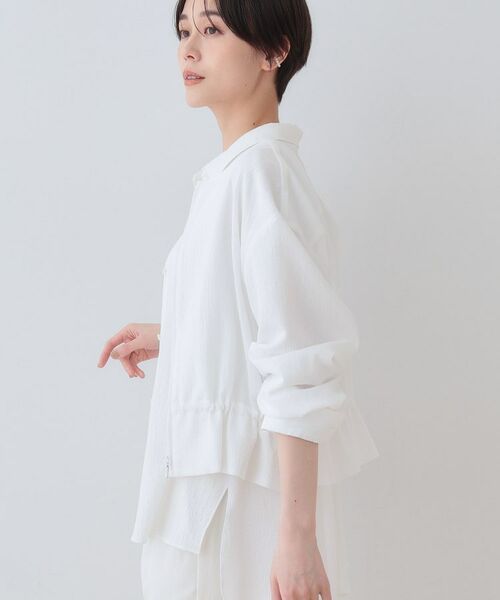 INDIVI / インディヴィ レザーブルゾン・ジャケット | 【洗える／凹凸素材】ドロストデザインショート丈ブルゾン | 詳細2