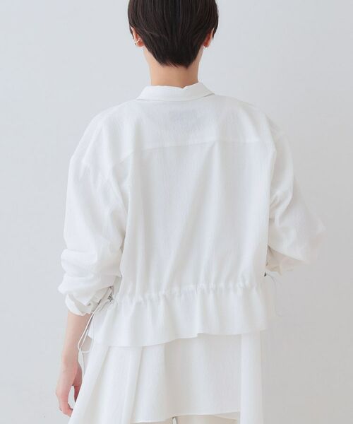 INDIVI / インディヴィ レザーブルゾン・ジャケット | 【洗える／凹凸素材】ドロストデザインショート丈ブルゾン | 詳細3