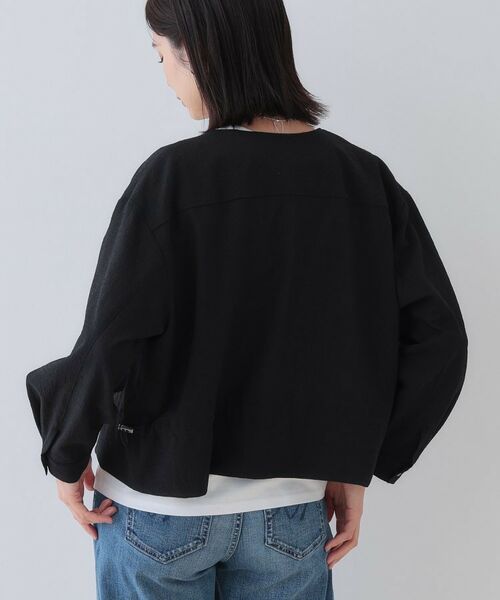 INDIVI / インディヴィ レザーブルゾン・ジャケット | 【洗える／凹凸素材】ドロストデザインショート丈ブルゾン | 詳細7