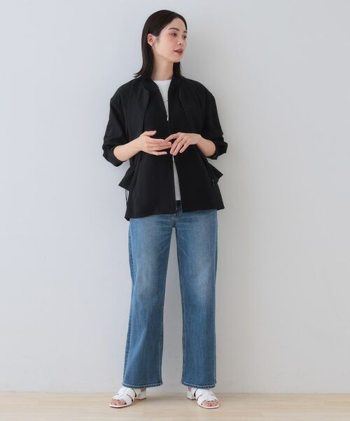 INDIVI / インディヴィ レザーブルゾン・ジャケット | 【洗える／凹凸素材】ドロストデザインショート丈ブルゾン | 詳細8