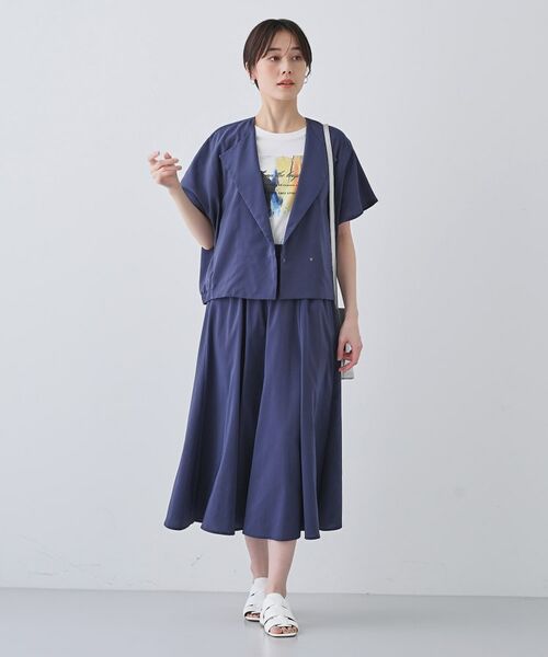 INDIVI / インディヴィ テーラードジャケット | 【通気性◎撥水/UVケア】フレンチスリーブ ブラウスライクジャケット | 詳細12