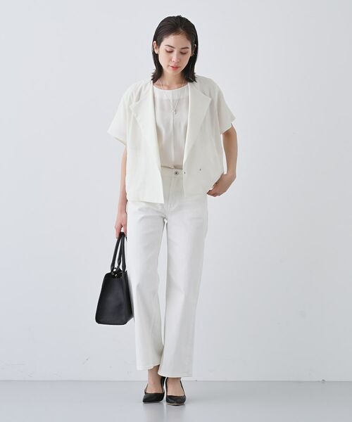 INDIVI / インディヴィ テーラードジャケット | 【通気性◎撥水/UVケア】フレンチスリーブ ブラウスライクジャケット | 詳細4