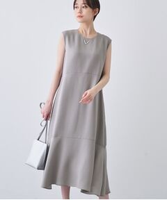 INDIVI / インディヴィ ロング・マキシ丈ワンピース | 【日本製／トリアセテート】ボリュームヘムデザインワンピース