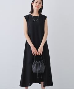 INDIVI / インディヴィ ロング・マキシ丈ワンピース | 【日本製／トリアセテート】ボリュームヘムデザインワンピース