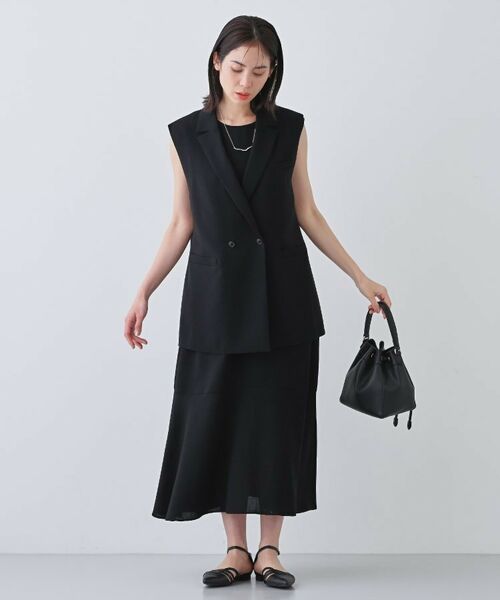 INDIVI / インディヴィ ロング・マキシ丈ワンピース | 【日本製／トリアセテート】ボリュームヘムデザインワンピース | 詳細8