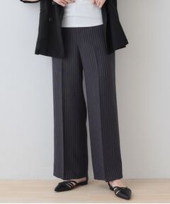 INDIVI / インディヴィ パンツ | 【こなれSETUP／ストライプ柄】リネンライクワイドパンツ