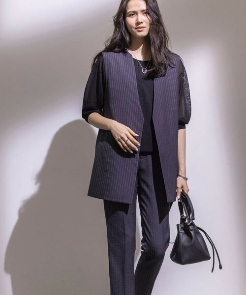 INDIVI / インディヴィ パンツ | 【こなれSETUP／ストライプ柄】リネンライクテーパードパンツ | 詳細19