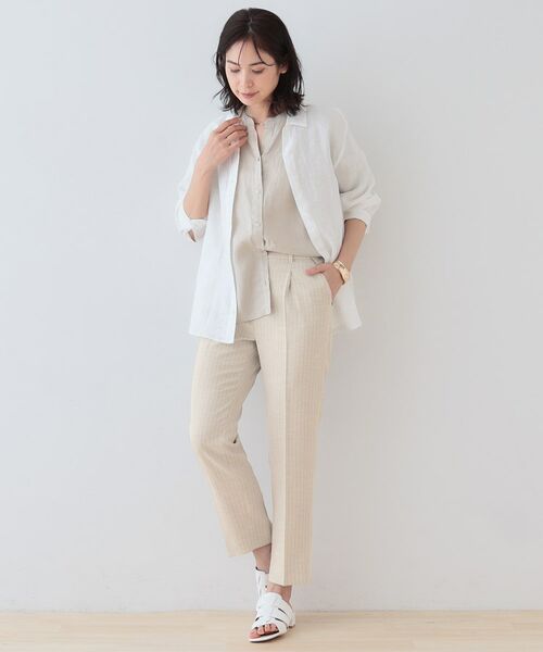 INDIVI / インディヴィ パンツ | 【こなれSETUP／ストライプ柄】リネンライクテーパードパンツ | 詳細4