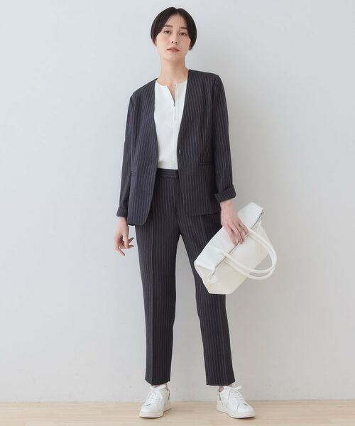 INDIVI / インディヴィ パンツ | 【こなれSETUP／ストライプ柄】リネンライクテーパードパンツ | 詳細8