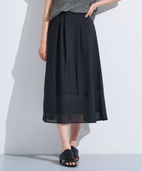 INDIVI/インディヴィ 新色登場!【洗える/エアリー素材】巻き風ロングスカート ブラック(019) 19(5L) INDIVI/インディヴィ 新色登場!【洗える/エアリー素材】巻き風ロングスカート ブラック(019) 19(5L)