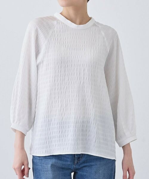 INDIVI / インディヴィ シャツ・ブラウス | 【洗える】シャーリング風ラグランスリーブブラウス | 詳細14