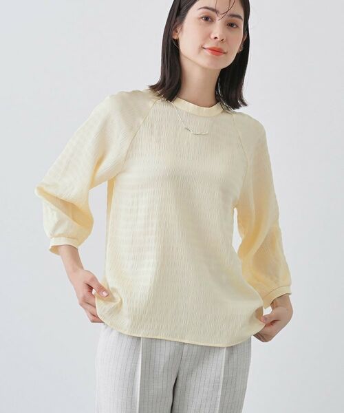 INDIVI/インディヴィ 春SALE!【洗える】シャーリング風ラグランスリーブブラウス ライトベージュ(051) 13(LL) INDIVI/インディヴィ 春SALE!【洗える】シャーリング風ラグランスリーブブラウス ライトベージュ(051) 13(LL)