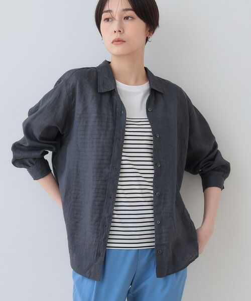 INDIVI/インディヴィ 【毎年人気!/フレンチリネン】ベーシックシャツ チャコールグレー(014) 03(XXXS) INDIVI/インディヴィ 【毎年人気!/フレンチリネン】ベーシックシャツ チャコールグレー(014) 03(XXXS)