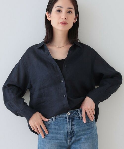 INDIVI/インディヴィ 【毎年人気!/フレンチリネン】ベーシックシャツ ネイビー(094) 38(M) INDIVI/インディヴィ 【毎年人気!/フレンチリネン】ベーシックシャツ ネイビー(094) 38(M)