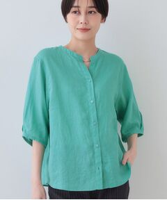 INDIVI / インディヴィ シャツ・ブラウス | 【毎年人気！／フレンチリネン】5分袖バンドカラーブラウス