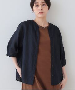 INDIVI / インディヴィ シャツ・ブラウス | 【毎年人気！／フレンチリネン】5分袖バンドカラーブラウス