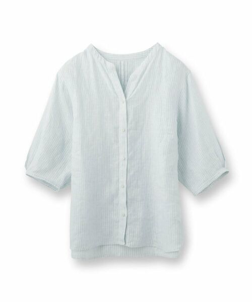 INDIVI / インディヴィ シャツ・ブラウス | 【毎年人気！／フレンチリネン】5分袖バンドカラーブラウス | 詳細1