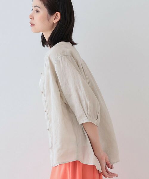 INDIVI / インディヴィ シャツ・ブラウス | 【毎年人気！／フレンチリネン】5分袖バンドカラーブラウス | 詳細14