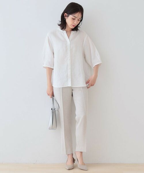 INDIVI / インディヴィ シャツ・ブラウス | 【毎年人気！／フレンチリネン】5分袖バンドカラーブラウス | 詳細4