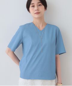 INDIVI / インディヴィ シャツ・ブラウス | 【洗える／凹凸素材】シンプルVネックブラウス