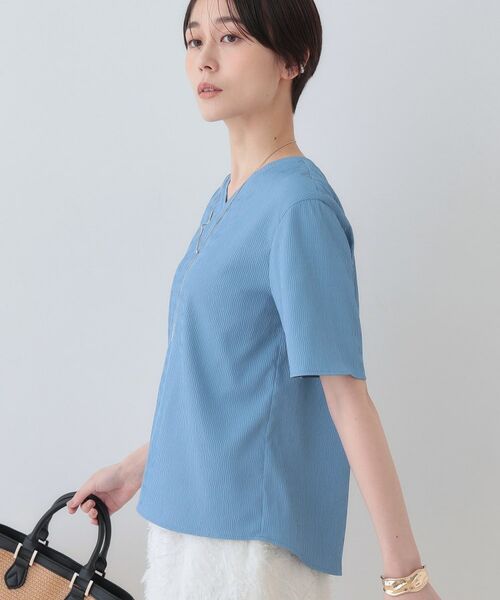 INDIVI / インディヴィ シャツ・ブラウス | 【洗える/凹凸素材】シンプルVネックブラウス | 詳細6