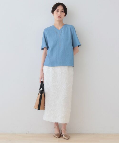 INDIVI / インディヴィ シャツ・ブラウス | 【洗える/凹凸素材】シンプルVネックブラウス | 詳細8