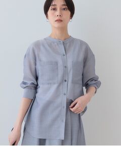 INDIVI / インディヴィ シャツ・ブラウス | 【洗える／エアリー素材】バンドカラーシャツ