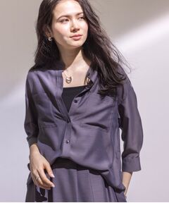 INDIVI / インディヴィ シャツ・ブラウス | 【洗える／エアリー素材】バンドカラーシャツ