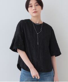 INDIVI / インディヴィ シャツ・ブラウス | 【洗える】フラワーカット刺繍フレアスリーブブラウス