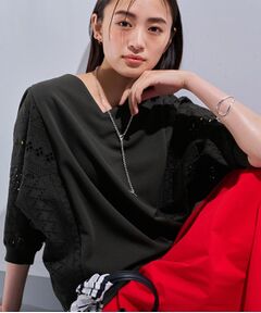 INDIVI / インディヴィ カットソー | 【洗える／体型カバー】レースコンビトップス