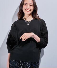 INDIVI / インディヴィ カットソー | 【洗える／体型カバー】レースコンビトップス