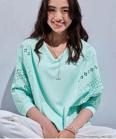 インティビ色違い二点カットソー セール】レース切り替えカットソー（Tシャツ/カットソー