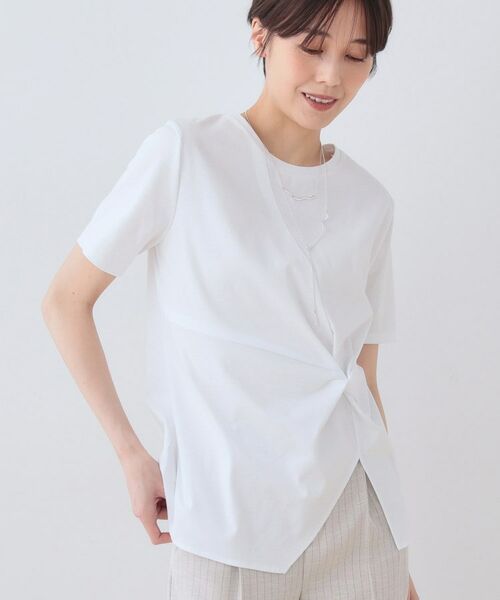 INDIVI/インディヴィ 【洗える】ねじりデザインTシャツ ホワイト(001) 05(XXS) INDIVI/インディヴィ 【洗える】ねじりデザインTシャツ ホワイト(001) 05(XXS)