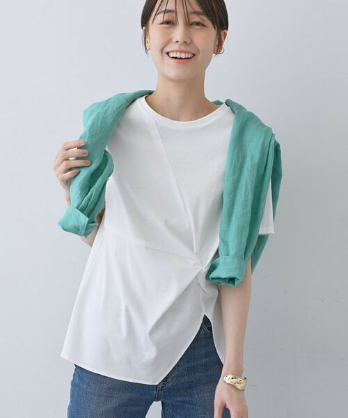 INDIVI/インディヴィ 【洗える】ねじりデザインTシャツ オフホワイト(003) 13(LL) INDIVI/インディヴィ 【洗える】ねじりデザインTシャツ オフホワイト(003) 13(LL)