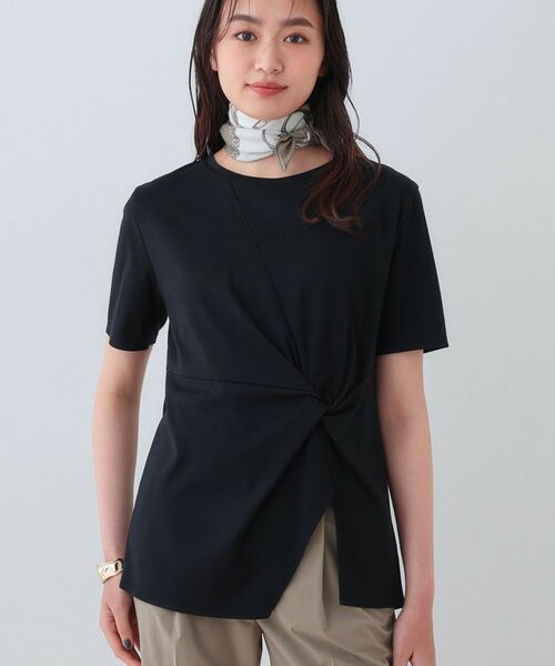 INDIVI/インディヴィ 【洗える】ねじりデザインTシャツ ブラック(019) 34(S) INDIVI/インディヴィ 【洗える】ねじりデザインTシャツ ブラック(019) 34(S)