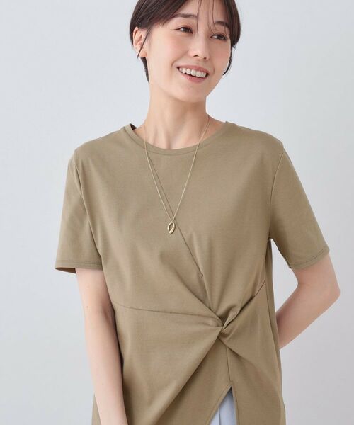 INDIVI/インディヴィ 【洗える】ねじりデザインTシャツ カーキ(029) 15(3L) INDIVI/インディヴィ 【洗える】ねじりデザインTシャツ カーキ(029) 15(3L)