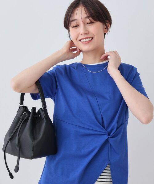 INDIVI/インディヴィ 【洗える】ねじりデザインTシャツ ブルー(093) 15(3L) INDIVI/インディヴィ 【洗える】ねじりデザインTシャツ ブルー(093) 15(3L)