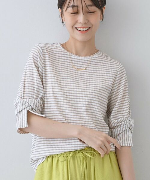 INDIVI / インディヴィ カットソー | 【洗える/吸水速乾/UVケア】ねじりデザイン袖カットソー | 詳細22